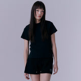 90's scallop stitch neck t-shirt (BLACK)