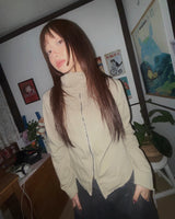 (2color) High-Neck Cut-Off Cotton Jacket