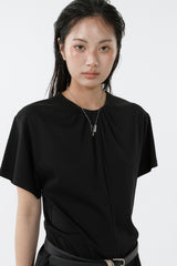 SHIRRED ROUND TOP_BLACK