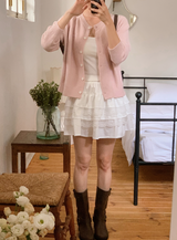 #Lace Tiered Mini Skirt (2color)