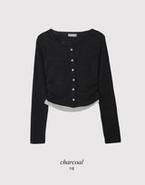 サイドシャーリング Tシャツレイヤードリブカーディガン (3color)