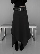 [set] belt shadow wrap skirt (2color)