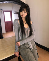 メブニ ドット スリーブレス カーディガン セット
