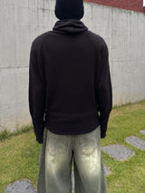 モヘアバラクラバフードニット3C