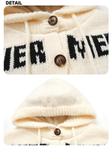 Plain hooded button knit cardigan