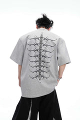 スタッドエンブロイダードスパインコットンTシャツ