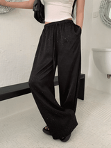 Embo bead wide banding casual pants
