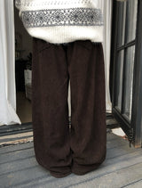 Forman Corduroy Brushed Adjust Wide Pants