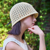 VZ Long Label Punching Knit Bucket Hat / Yellow
