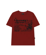 フェイスグランジグラフィックレギュラーフィットTシャツ -マルーンレッド