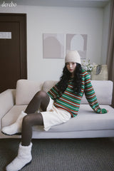 Tree Stripe V-neck Long Sleeve Knitwear