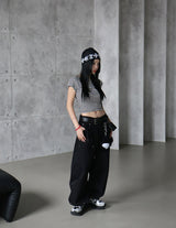 [UNISEX] カーペンターブラックデニムワイドパンツ