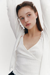 Ribbon Punching Cardigan Ivory
