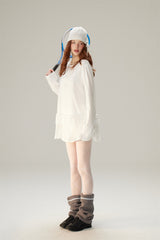 Sweet & Cool Lace Accent Ribbon Point Long T-Shirt