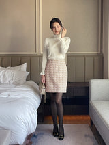 25FW★ Shumed Pearl Tweed H-Line Mini Skirt