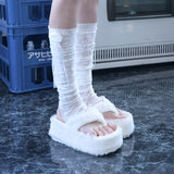 Rose Corsage Leg Warmer Socks - White