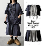 Shine Linkle Boxy Fit String Short-Sleeved Hooded Zip-Up Jumper
