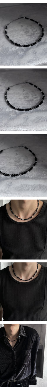 [HANDMADE] ブラックオーニックスストーンネックレス