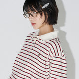 STRIPE COLLAR T-SHIRT  (Ivory)