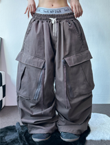 ジッパーカーゴ🤐キーリングカーゴバルーンオーバーパンツ 🧸🧇🩶🖤4カラー