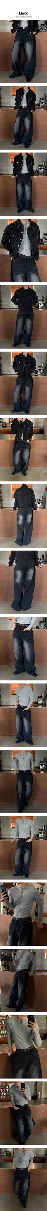 Side pin tuck wide denim pants(5color)