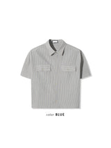 Double pocket checked crop shirts 3color