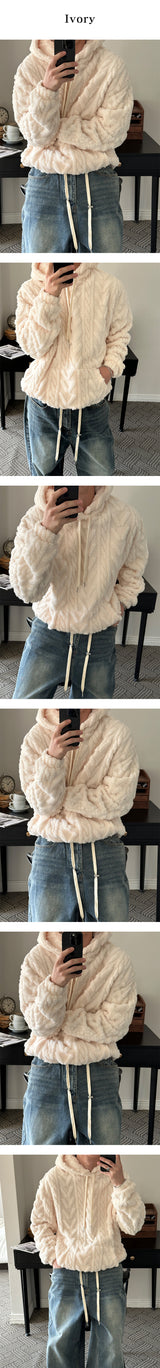 [F/W] ケーブルシープヘアフードニット(3color)