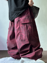MARBLE WASHING TWO PINTUCK CARGO PANTS ❤🖤🩶🤍3COLOR