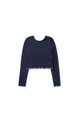 フリルクロップTシャツ_ネイビー
