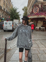 Snow denim patch sweatshirt