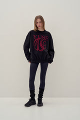 SWEATSHIRT EARTHYUSE NEEDLEWORK - BLACK
