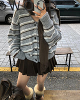 [ORIGINAL] サンドストライプオーバーサイズウールカーディガン