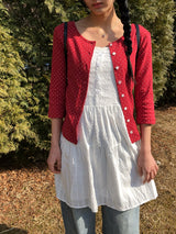 26SS★ [MADE] Lion Dot Round Three Quarter Sleeve T-Shirt Cardigan