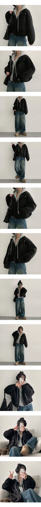 [Short and long 2 versions *Special gift!] Fluff Hooded Zip-Up Jk