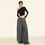 American Vintage Button Detail Clean Fit Wide Slacks