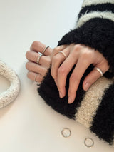 [7 set] antique bold chain ring set / chain silver daily simple ring mood cute knot