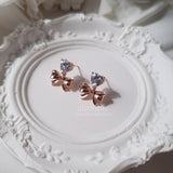[CHUU Piercing] Heart Crystal and Ribbon Piercing - Rosegold