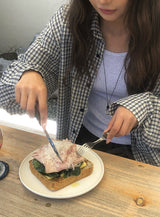 アスン リンクル ルーズ チェック シャツ