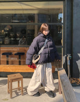 [unisex] ヒョカンチェックカラーマッチングウェロンパディングジャンパー