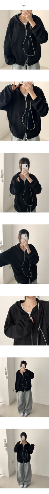 ブリー2wayワッフルボクシーフィットフードジップアップ