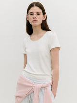 NUBASIC レース リブ Tシャツ ホワイト