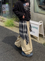 デビュー チェックレイヤード コットンパンツ 2C