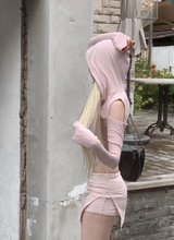 ヒニカットアウトフードジップアップ (light pink)
