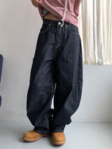HERRINGBONE NONFADE BALLOON JEANS