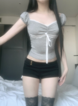 Hacken Ribbon Lace Top (light gray)