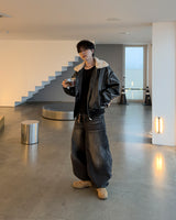 ドットヘビーブラッシュドバルーンデニムパンツ