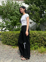 リボン刺繍ブラックデニムパンツ コード18203
