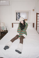 Tree Stripe V-neck Long Sleeve Knitwear