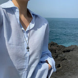 [BELLIDE MADE/Blocked sunlight] フェアリーサーチャーオーバーサイズフィットストライプシャツ