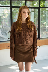 WHIMSICAL WOOL RIBBONE KNIT / BROWN